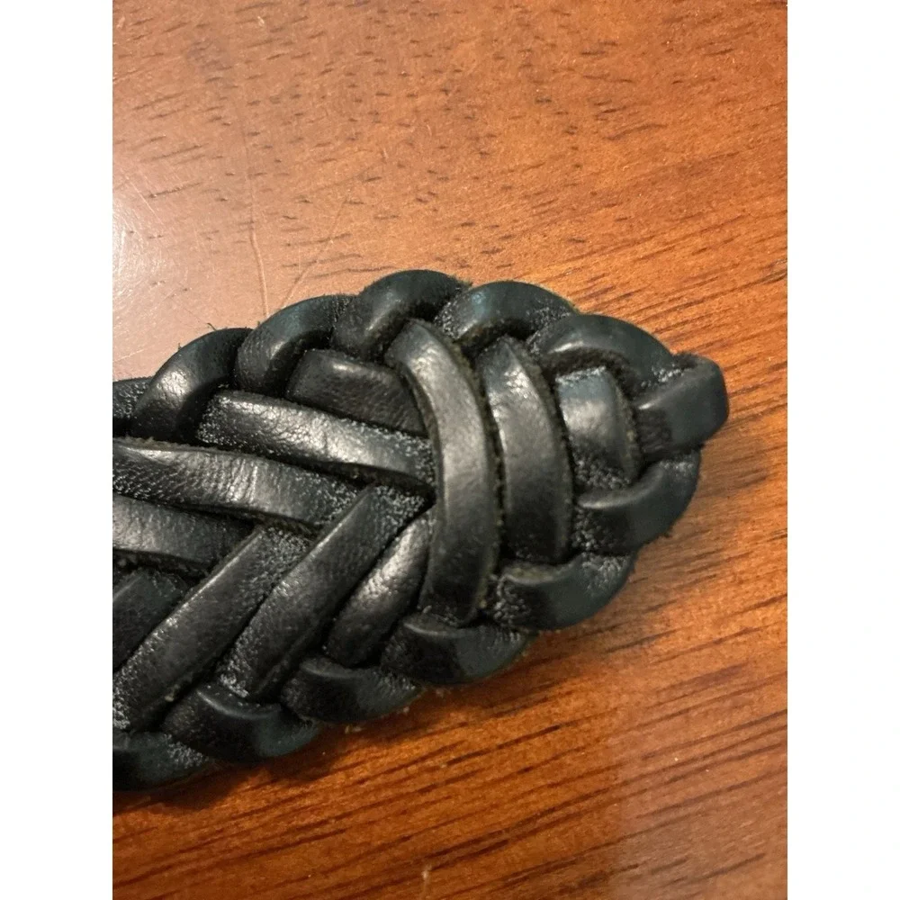 Dockers Mens 40/100 Black Leather Woven Braided Belt Adjustable western